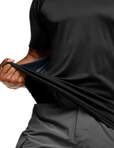 قمصان سباحة Rashguard للرجال من TSLA، حماية من الأشعة فوق البنفسجية 50+ سريعة الجفاف، ملاءمة مريحة قابلة للتمدد، درزات مسطحة، الرياضات الخارجية والمائية، تدفق أسود وفحمي، مقاس XX-Large in Kuwait