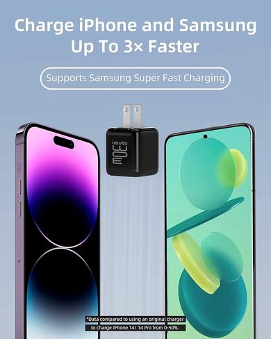شاحن سفر USB C، شحن سريع للغاية imuto PPS Mini 30W، كتلة شاحن PD مضغوط من GaN Type C لهاتف Galaxy S22/Ultra/S21، Note 20/10، iPhone 13/12/Pro/Pro Max، Google، Pixel، iPad، MacBook هواء… in Kuwait