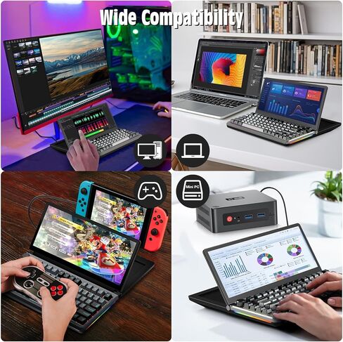 لوحة مفاتيح ميكانيكية للألعاب تعمل باللمس - K3 شاشة محمولة متعددة الوظائف مقاس 13 بوصة مع لوحة مفاتيح تعمل باللمس USB/SSD توسيع مدمج 82 مفتاحًا RGB LED بإضاءة خلفية FN-Key لنظام التشغيل Windows Mac Android in Kuwait