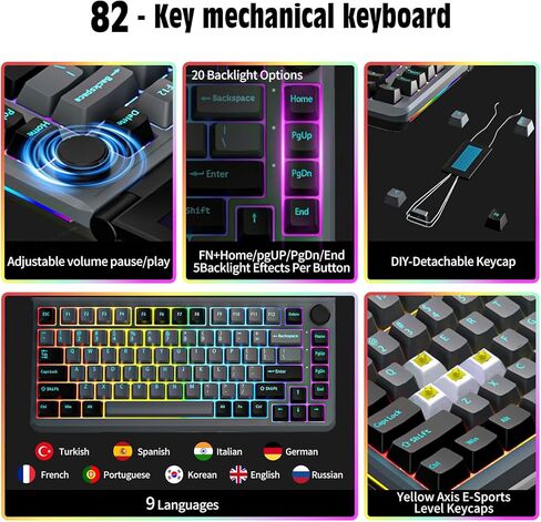 لوحة مفاتيح ميكانيكية للألعاب تعمل باللمس - K3 شاشة محمولة متعددة الوظائف مقاس 13 بوصة مع لوحة مفاتيح تعمل باللمس USB/SSD توسيع مدمج 82 مفتاحًا RGB LED بإضاءة خلفية FN-Key لنظام التشغيل Windows Mac Android in Kuwait