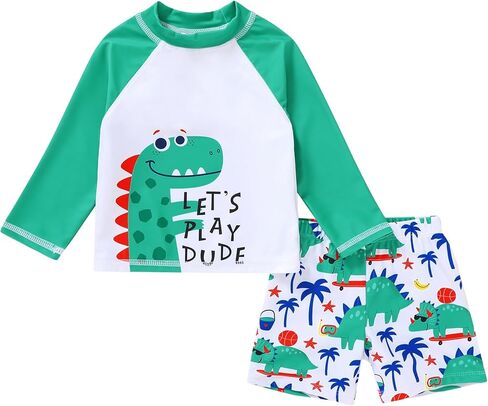 YOUNGER TREE Toddler Baby Boy Swimsuit Long Sleeve Bathing Suit Rash Guard Shirt Trunk Sets Swimwear Summer Clothes Outfits in Saudi Arabia
