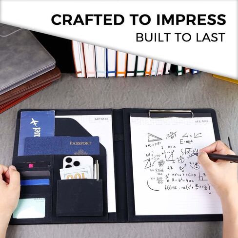 Padfolio Clipboard Folder Portfolio Notepad Organizer، Sbrinnaliao PU حافظة تخزين جلدية مع غطاء لمحفظة الوسادة القانونية A4 لوحة كتابة لمؤتمرات الأعمال ومدرسة الأعمال ولوحة مشبك المفكرة in Saudi Arabia