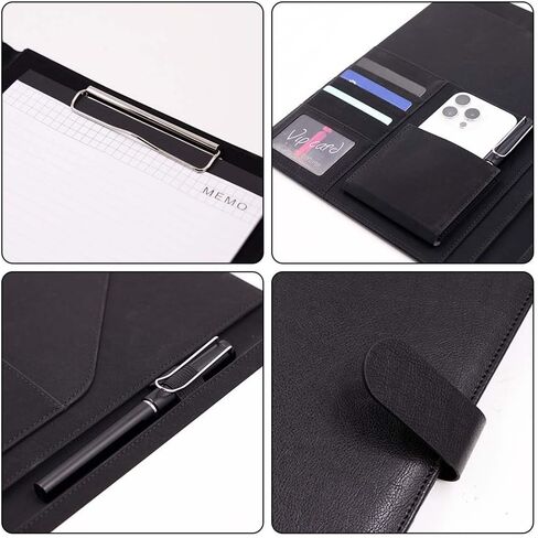 Padfolio Clipboard Folder Portfolio Notepad Organizer، Sbrinnaliao PU حافظة تخزين جلدية مع غطاء لمحفظة الوسادة القانونية A4 لوحة كتابة لمؤتمرات الأعمال ومدرسة الأعمال ولوحة مشبك المفكرة in Saudi Arabia