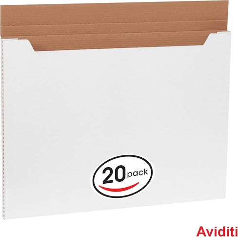 صناديق بريد Aviditi White Jumbo قابلة للطي، 30 بوصة × 22 1/2 بوصة × 1 بوصة، عبوة من 20 قطعة، سهلة الطي، مقاومة للسحق، للشحن والبريد والتخزين in Saudi Arabia