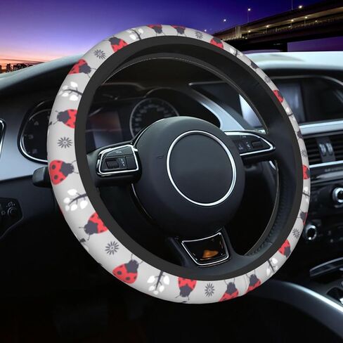Black Brown Checkered Steering Wheel Cover Universal 15 Inch, Non Slip Durable Auto Car Accessories in Saudi Arabia