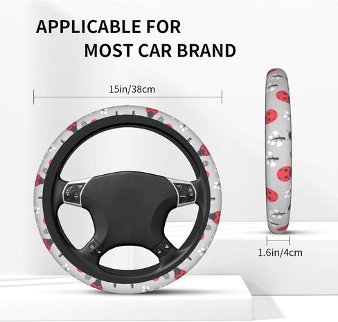 Black Brown Checkered Steering Wheel Cover Universal 15 Inch, Non Slip Durable Auto Car Accessories in Saudi Arabia