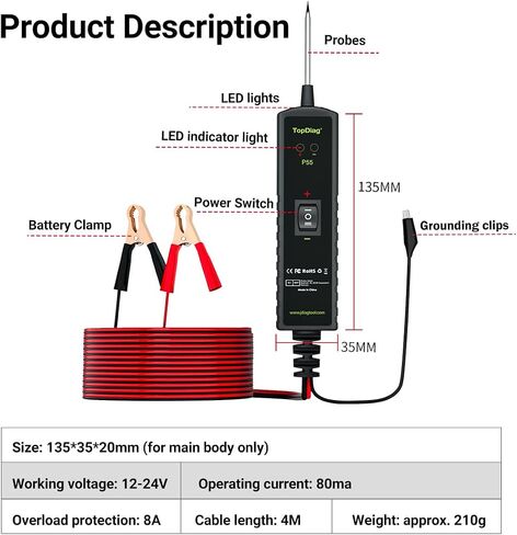 P55 Power Circuit Probe Kit, Automotive Circuit Tester with Component Activation/Short Circuit Finder/Continuity Test/Positive&Negative Detection/Ground Detection in Saudi Arabia