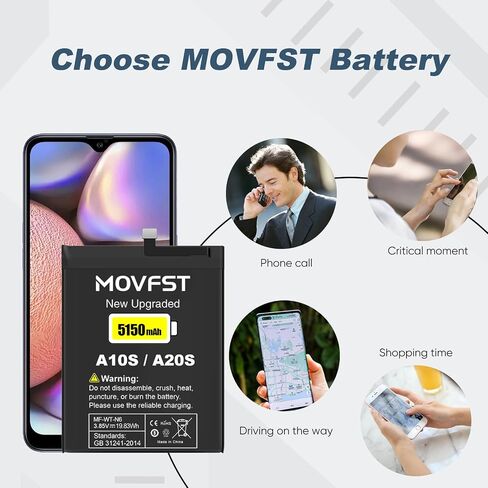 Replacement Battery for Samsung Galaxy A10S,5150mAh High Capacity Battery Fit for Samsung Galaxy A10S Model SM-A107M SM-A107F/DS SM-A107M/DS with Repair Tool Kits,MF-WT-N6 in Saudi Arabia