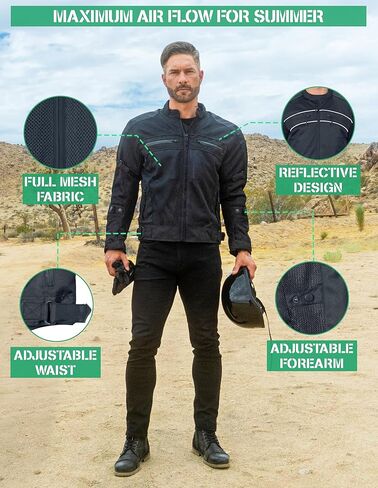 سترة Nomad للدراجات النارية للرجال Ironside Summer Mesh قابلة للتنفس ومدرعة للحماية من الصدمات Cruiser Sportsbike Enduro. in Kuwait