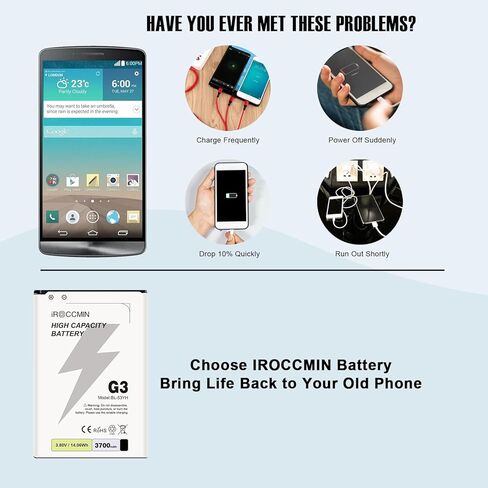بديل لبطارية LG G3، بطارية بديلة عالية السعة 3700 مللي أمبير في الساعة لطراز LG G3 D852، D855، D850، D851، VS985، LS990، BL-53YH in Kuwait