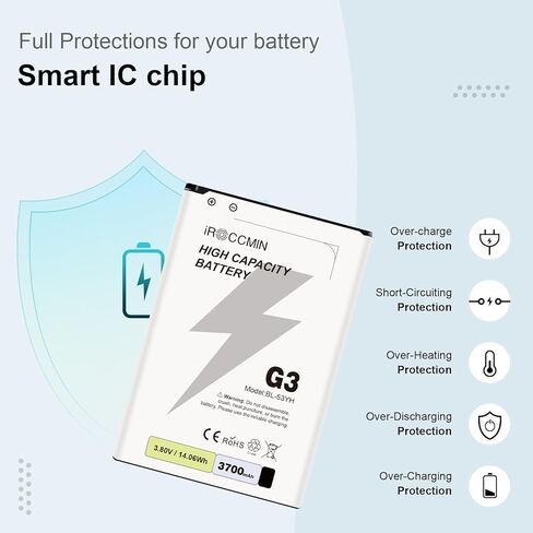 بديل لبطارية LG G3، بطارية بديلة عالية السعة 3700 مللي أمبير في الساعة لطراز LG G3 D852، D855، D850، D851، VS985، LS990، BL-53YH in Kuwait