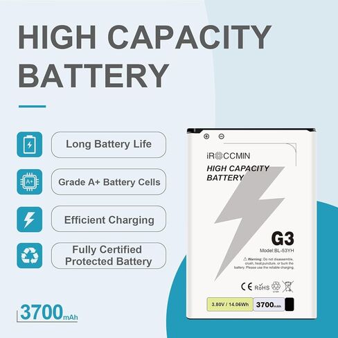 بديل لبطارية LG G3، بطارية بديلة عالية السعة 3700 مللي أمبير في الساعة لطراز LG G3 D852، D855، D850، D851، VS985، LS990، BL-53YH in Kuwait