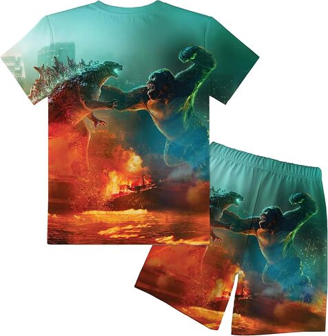 طقم شورتات فيلم Monster Shirt تي شيرت عصري بأكمام قصيرة مناسب للأولاد والبنات in Kuwait