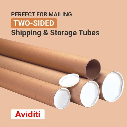 AVIDITI Mailing Tubes with Caps, 2 Inch x 24"L, 50-Pack | Cardboard Tube Mailer for Poster Box, Blueprint, Teachers, Artwork, Long Art Holder, 2x24 Kraft, P2024K in Saudi Arabia