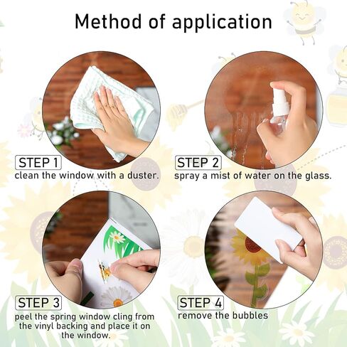 Outus 9 Sheet Spring Summer Window Clings Sunflower Bee Static Stickers Anti Collision Window Decals for Glass Windows Spring Summer Baby Shower Birthday Party Decoration in Saudi Arabia