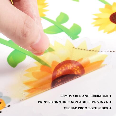 Outus 9 Sheet Spring Summer Window Clings Sunflower Bee Static Stickers Anti Collision Window Decals for Glass Windows Spring Summer Baby Shower Birthday Party Decoration in Saudi Arabia