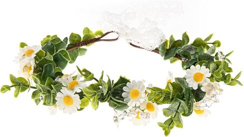 White Baby‘s Breath Flower Crown Eucalyptus Crown Bride Bridesmaid Headpiece Boho Hair Wreath DFS18 (Daisy yellow) in Saudi Arabia