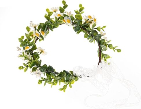 White Baby‘s Breath Flower Crown Eucalyptus Crown Bride Bridesmaid Headpiece Boho Hair Wreath DFS18 (Daisy yellow) in Saudi Arabia