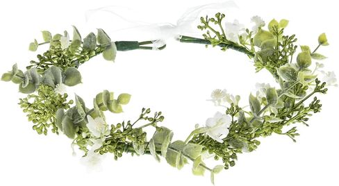 White Baby‘s Breath Flower Crown Eucalyptus Crown Bride Bridesmaid Headpiece Boho Hair Wreath DFS18 (Daisy yellow) in Saudi Arabia
