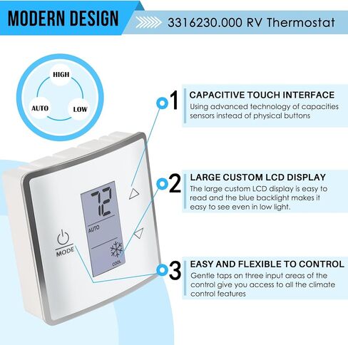 3316230.000 Control Kit RV Thermostat Kit Replacement for Dometic CT Single Zone Thermostat, 12V DC Wall Thermostat for Cool/Furnace Control with LCD Display in Saudi Arabia
