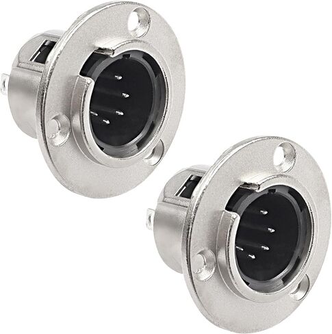MEIRIYFA 5 Pin XLR Male Socket Panel Mount Connector Microphone Audio Jack Speaker Adapter, XLR 5 Pin Round Panel Mount Chassis for Mic-2Pack in Saudi Arabia