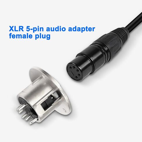MEIRIYFA 5 Pin XLR Male Socket Panel Mount Connector Microphone Audio Jack Speaker Adapter, XLR 5 Pin Round Panel Mount Chassis for Mic-2Pack in Saudi Arabia