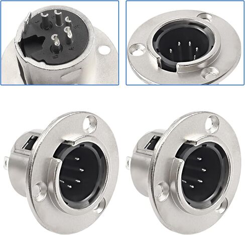 MEIRIYFA 5 Pin XLR Male Socket Panel Mount Connector Microphone Audio Jack Speaker Adapter, XLR 5 Pin Round Panel Mount Chassis for Mic-2Pack in Saudi Arabia