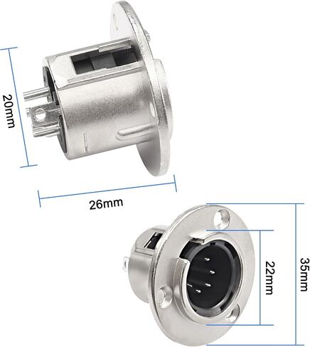 MEIRIYFA 5 Pin XLR Male Socket Panel Mount Connector Microphone Audio Jack Speaker Adapter, XLR 5 Pin Round Panel Mount Chassis for Mic-2Pack in Saudi Arabia