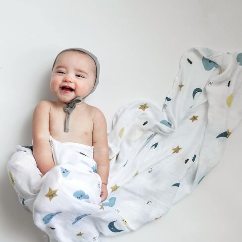 Rookie Humans Super Soft Viscose from Bamboo Muslin Swaddle Blankets for Baby Girls and Boys – Silky Soft - 47 x 47 inches Swaddling Blankets - Newborn Baby Essentials, Floral in Saudi Arabia