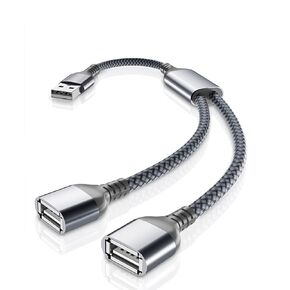 Basesailor USB Splitter Y Cable 1FT,USB A 1 Male to 2 Female Extension Cord Converter,Dual Double USB Port Extender Hub Data Charger Power Split Adapter for Mac,Car,Xbox One Series X S,PS4,PS5,Laptop