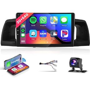 9'' 2+64G Android Radio for Toyota Corolla ex 2007-2012 Car Stereo with Wireless Carplay Android Auto Mirror Link Podofo 1080p Touch Screen Radio with Bluetooth WiFi GPS HiFi FM Backup Camera