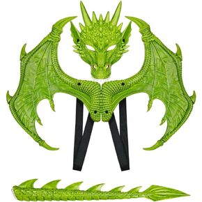 Dragon Costume Kids Dinosaur Wings Tail Mask Set Boys Girls Children Dress Up Dino Props for Halloween Cosplay Party