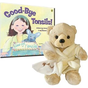Tonsillectomy Gift Get Well Goodbye Tonsils White Robe Get Well Soon Gifts for Kids, Kids Tonsillectomy Recovery Get Well Bear Get Well Soon Stuffed Animal, Gifts for Tonsillectomy, Get Well Soon Bear