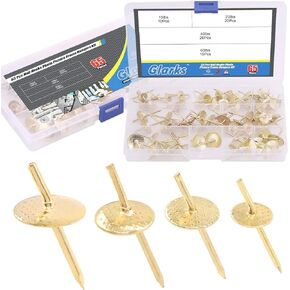 Glarks 65Pcs Assorted 10lbs 20lbs 40lbs 60lbs One Step Hangers Set, Quick Photo Picture Frame Hangers Alloy Nail Hooks Plaster Picture Hanging Kit for Clock, Mirror on Wooden Drywall