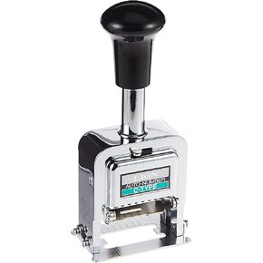 Lion Pro-Line Heavy-Duty Automatic Numbering Machine, 6-Wheel, with Alphabet, 1 Numbering Machine (C-75) Silver