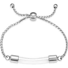 constantlife Stainless Steel Cremation Bracelet for Ashes - Transparent Glass Tube Urn Bangle Memorial Jewelry for Men Women