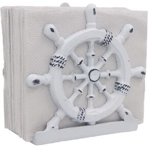 THDC Nautical Napkin Holder, Lunch, Dinner, Nautical Collection Napkin Holder, Made Of Metal (Anchor Distress Blue)