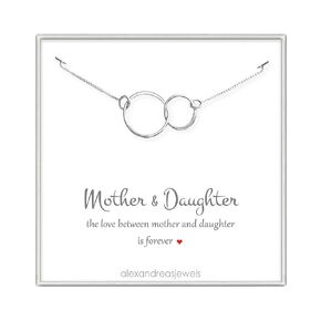 Mother Daughter Necklace, 925 Sterling Silver Interlocking Circles Necklace, Mothers Day Gift, Mom Birthday Gift, Mom Thank You Gift Wedding, Mother of the Bride Gift from Daughter