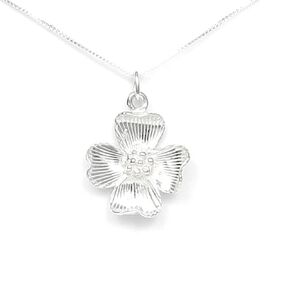Dogwood Flower Necklace - Gift Boxed with Expect Miracles Story Card included - Handcrafted Sterling Silver Made in USA (16 Inch Chain Length)