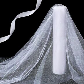 Hosuly 54" x 25 Yards Glitter Tulle Fabric Tulle Mesh Tulle Rolls Netting for DIY Craft Handmade Princess Dress Cape and Wedding Party Backdrop Decoration(Black, Glitter)