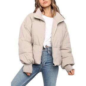 Gihuo Women’s Winter Cropped Puffer Jacket Coat Short Warm Quilted Jacket