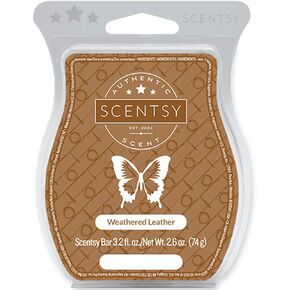 Scentsy, Weathered Leather, Wickless Candle, Tart Warmer Wax 3.2 Fl Oz, 8 Squares