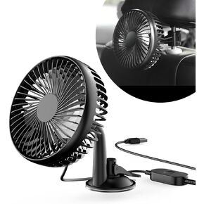1 Pack Car Fans for Rear Seat, 360 Degree Rotatable Portable Vehicle Cooling Air Fan, Keeps Car Cool,Universal 3 Speed Regulation Durable Stowable Automotive Fan Accessories (Black)