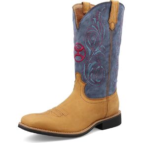 Twisted X Men's 12" Hooey Boot, Peanut & Teal, 10.5 D