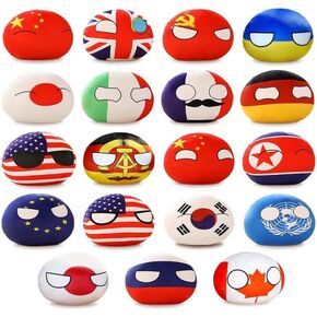 19 PCS Country Balls Plushies 4 in Poland Ball Doll for Children and Adult Gifts Pendant Accessories Stuffed Toys