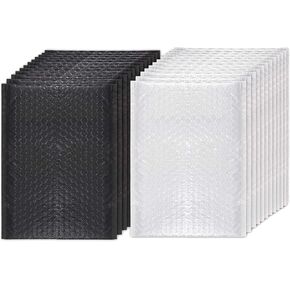 24 قطعة من مغلفات الفقاعات البلاستيكية ذاتية الغلق المبطنة والمغلفات الشحن المبطنة بالفقاعات مقاس داخلي 10 × 6.3 بوصة (أبيض + أسود) in Kuwait