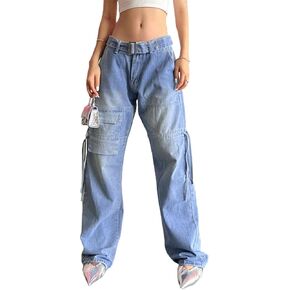 LONGBIDA Baggy Jeans for Women High Waisted Y2K Stretch Wide Leg Straight Jeans Casual Boyfriend Denim Pants