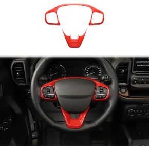for Bronco Sport Steering Wheel Trim Panel Kit Red Compatible with Ford Bronco Sport 2021 2022 2023 Red Interior Accessories 2pcs