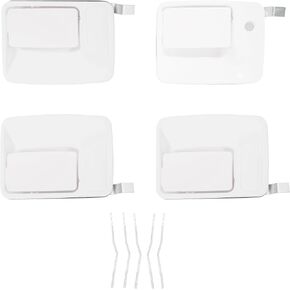 Exterior Door Handle, for Ford F250 F350 Pickup Truck 1999-2016, Oxford White Front Rear and Left Right Outside Door Handles, OE# 7C3Z2522405AA F81Z2626601AAB F81Z2626601AAB, 4PCS