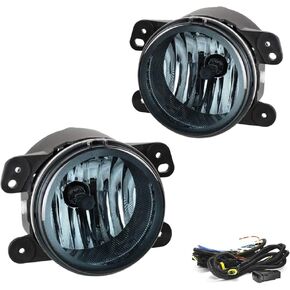 A ABIGAIL Driving Fog Lights Lamps Replacement for Chrysler PT Cruiser 2006-2009 Dodge Magnum 2005-2008 Journey 2009-2010 Jeep Wrangler 2007-2011 H8 12V 35W Halogen Bulbs & Wiring Kit